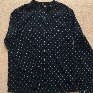Navy & Green Polka Dot Blouse